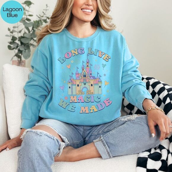 Disney Parks Castle Pastel Rainbow Magic We Made Sweatshirt - Picture 6 of 14
